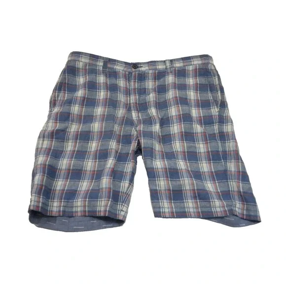 Tommy Bahama Shorts Mens 40x11‎ Blue Reversible Bermuda Plaid Flat Front Golf - Picture 2 of 8